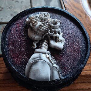 🎃 Halloween Madam Morticia Lady Skeleton Gothic Trinket Jewelry Box